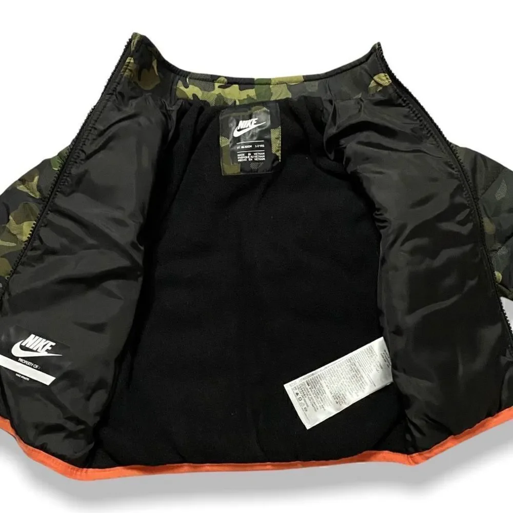 Nike Youth NSW Puffer Jacket Army Camouflage/Orange 76G459-A38 size 2T New